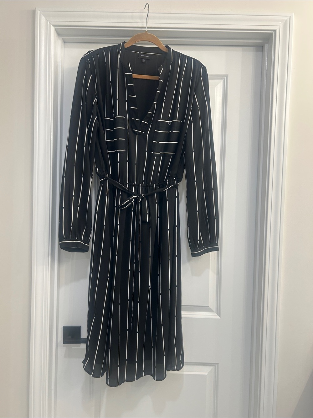 Black Striped Tie-Waist Dress size XL